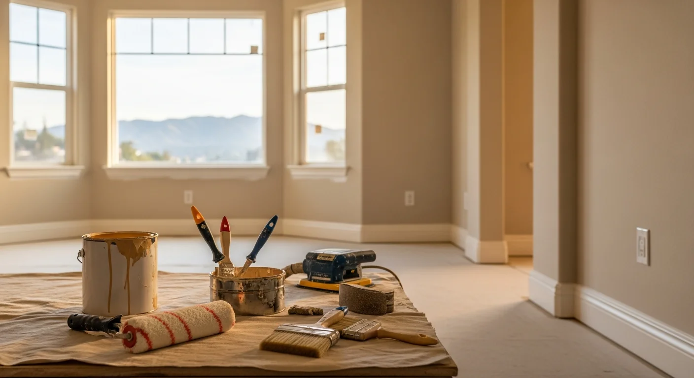 Home interior showing fresh paint, new flooring, and updated trim work