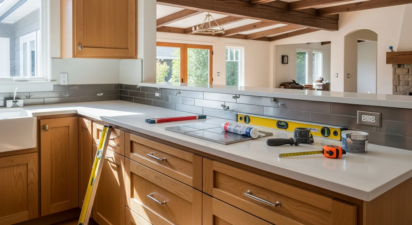 Modern kitchen with custom cabinetry, granite countertops, and professional lighting