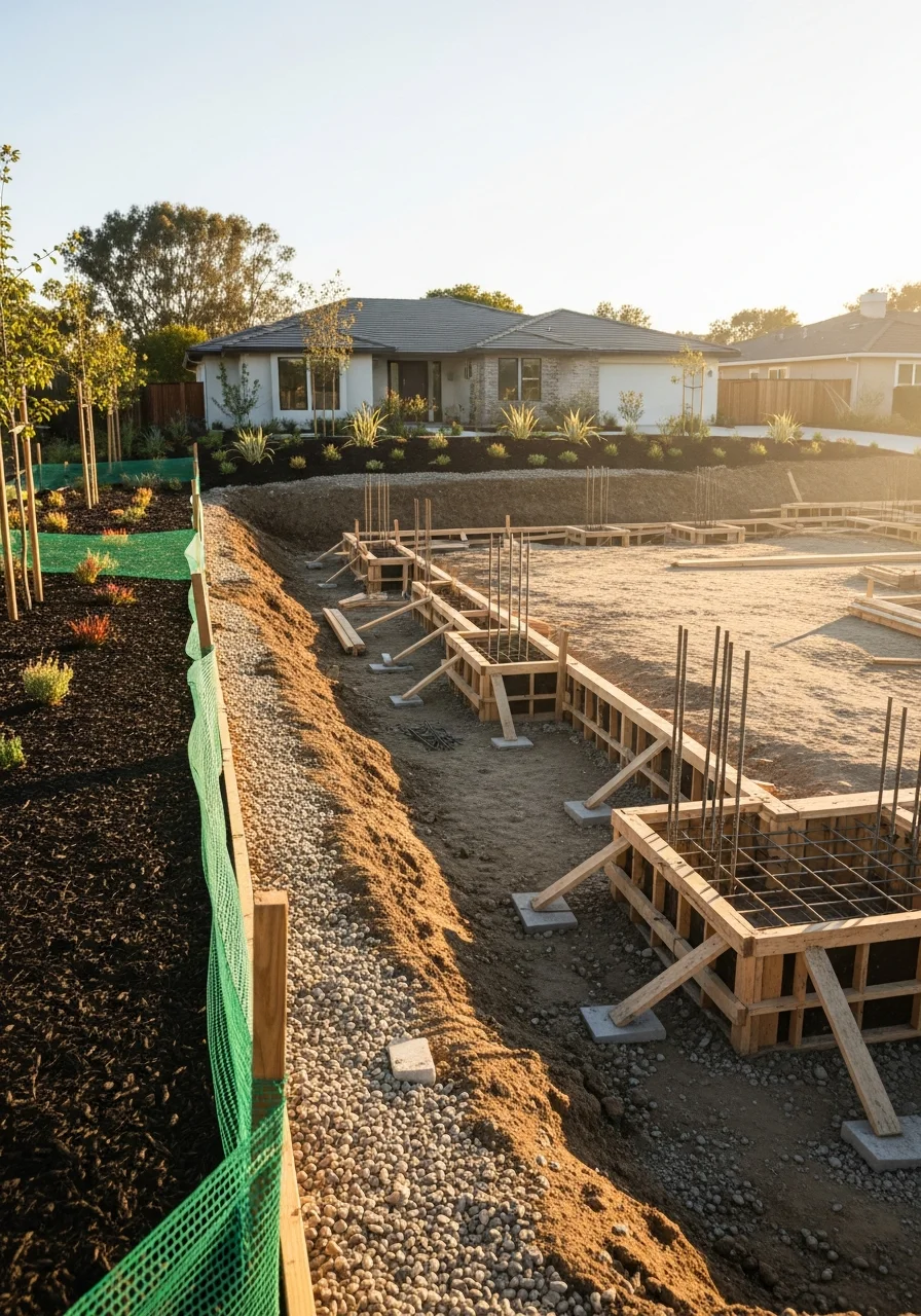 A crew member operating equipment on a San Jose residential property with a home and landscaping visible in the background.